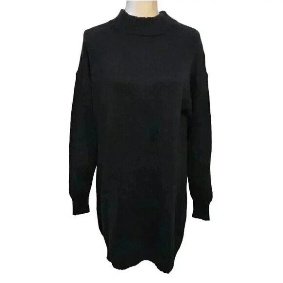 Abound Women's Black Cotton/Acrylic/Poly Knit Mock Neck Sweater Dress - Picture 1 of 12